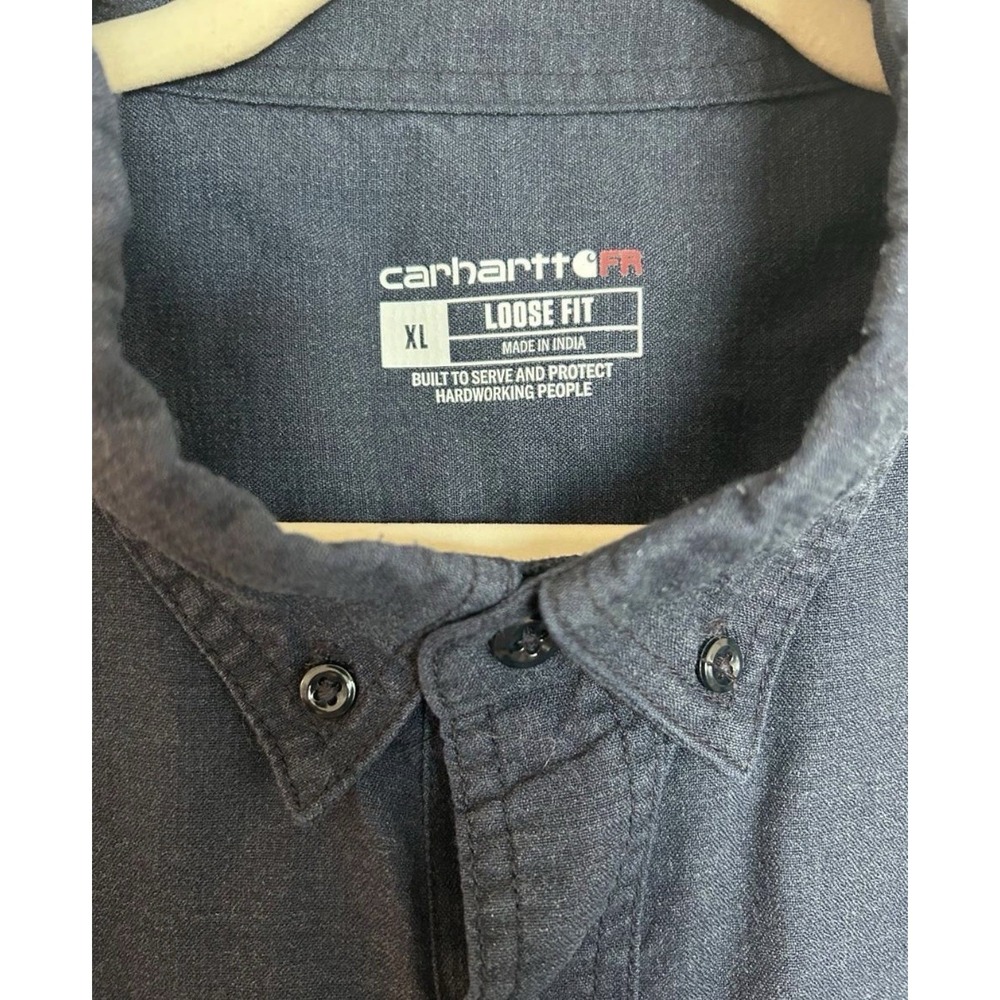 Carhartt FR Flame Resistant Navy Blue Long Sleeve Button Up Shirt size XL - Picture 6 of 6